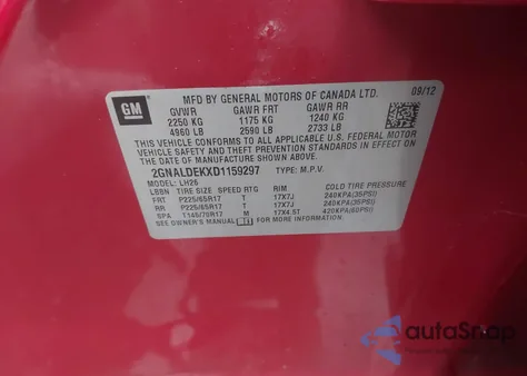 2013 Chevrolet Equinox 1Lt из США, поврежденный, VIN 2GNALDEKXD1159297